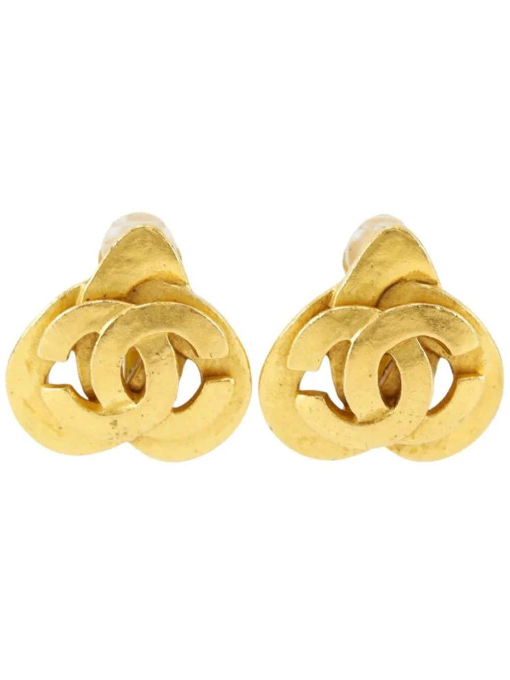 Chanel CC Logo Vintage Gold Plated Earrings